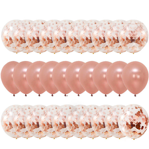 Rose Gold Confetti Balloons Decorations – Pack of 30, 12 Inch, Great for Bridal Shower Decorations, Birthday Party | Bridal Shower Balloons | Pre-filled Rose Gold Confetti Metallic Latex Balloons