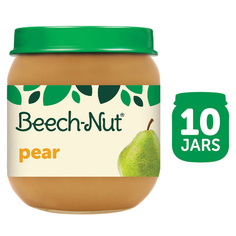 (10 Pack) Beech-Nut Stage 2, Pear Baby Food, 4 oz Jar