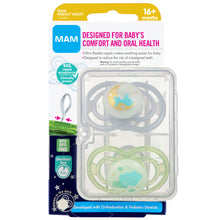 MAM Glow In The Dark Pacifiers, Baby Pacifier 16+ Months, Best Pacifier for Breastfed Babies, Premium Comfort & Oral Care 'Perfect Night' Collection, Unisex, 2-Count