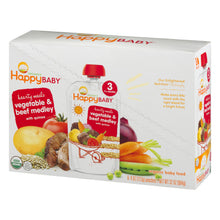 (8 Pouches) Happy Baby Organics Hearty Meals Vegetable & Beef Medley With Quinoa Pouches, 4.0 OZ