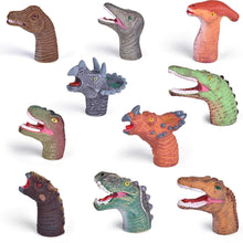 Fun Little Toys 10 Pcs Dinosaur Head Finger Puppets, Best Choice for Party Favors, Stocking Stuffers, Pinata Fillers and Goodie Bag Fillers F-447