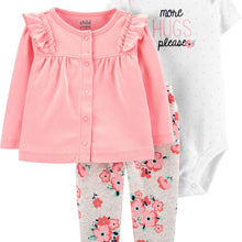 Child of Mine by Carter's Baby Girl Outfit Cardigan, Short Sleeve Bodysuit & Pants, 3-Piece