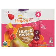 (8 Pouches) Happy Tots Organic Fiber & Protein Organic Pears, Raspberries, Butternut Squash & Carrots Fruit & Veggie Blend, 4 oz.