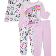 Minnie Mouse Toddler Girls Long Sleeve Snug Fit Cotton Pajamas, 4pc Set