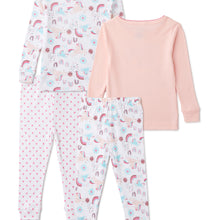 Cutie Pie Baby & Toddler Girls Long Sleeve Snug Fit Cotton Pajamas Set, 4-Piece