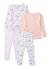 Cutie Pie Baby & Toddler Girls Long Sleeve Snug Fit Cotton Pajamas Set, 4-Piece