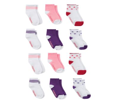 Hanes Baby and Toddler Girls Ankle Socks, 12-Pack