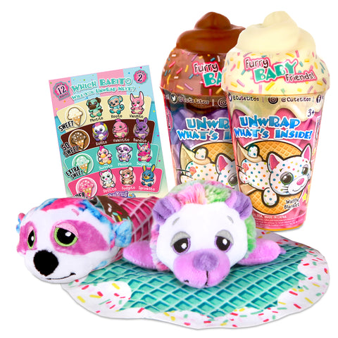 Cutetitos Babitos 2-Pack Furry Baby Friends – Collectible Surprise Stuffed Animals - Ages 3+ - Series 2
