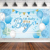 Blulu Baby Shower Party Backdrop Decorations, Large Durable Fabric Made Baby Shower Banner Backdrop Photo Booth Background for Boy's or Girl's Baby Shower Party Supplies (Boy Style)