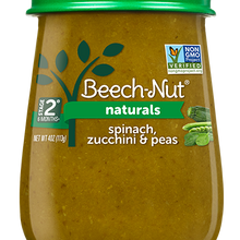(10 Pack) Beech-Nut Naturals Stage 2, Spinach Zucchini & Peas Baby Food, 4 oz Jar