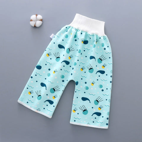 Children's Cotton Training Pants Cloth Diaper Pants,Washable, Waterproof,Reusable Diaper Soft Pants,Newborn High Waist Diaper Pants