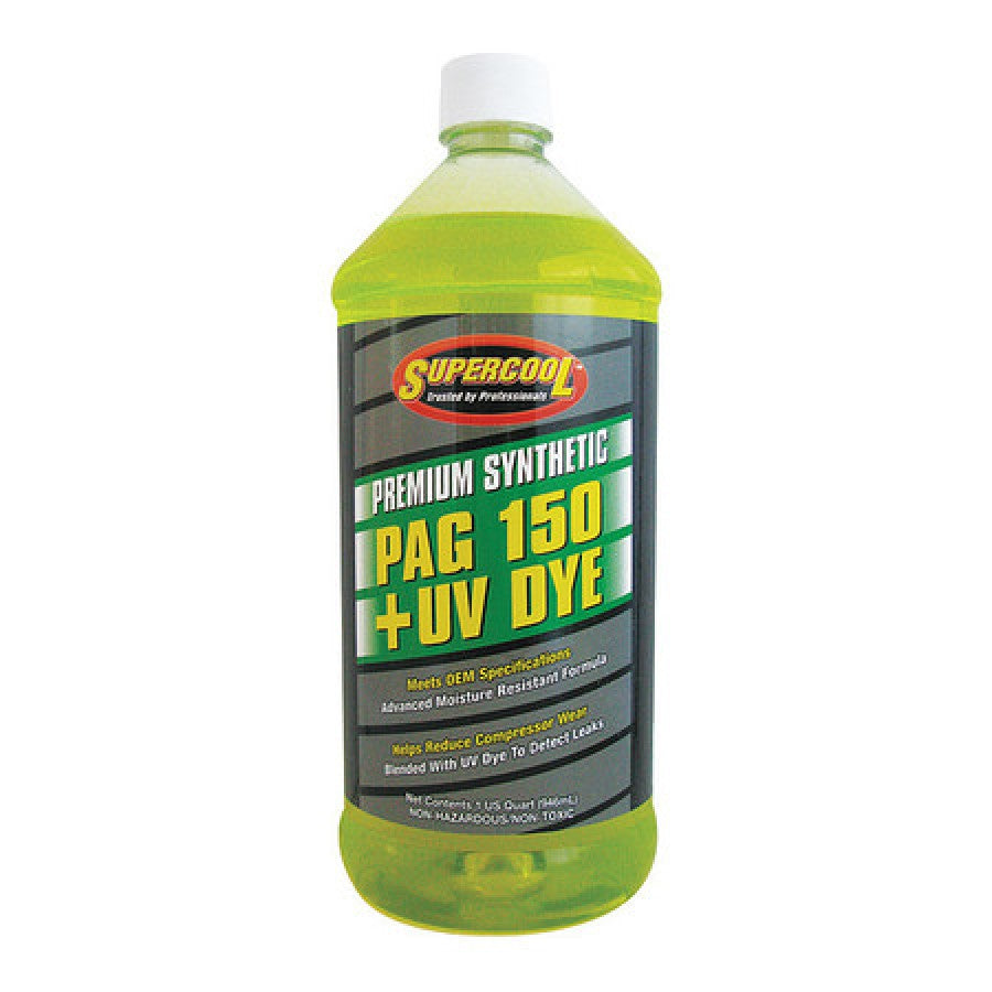 SUPERCOOL P150-32D A/C Compressor PAG Lubricant, w/UV Dye Plastic Bottle Red/Yellow Tint