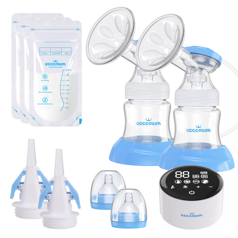eccomum Double Electric Breast Pump with LED Display Adjustable Suction & Pumping Levels