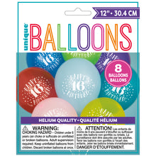 Latex Fun Happy 16th Birthday Balloons, Assorted, 12 in, 8ct