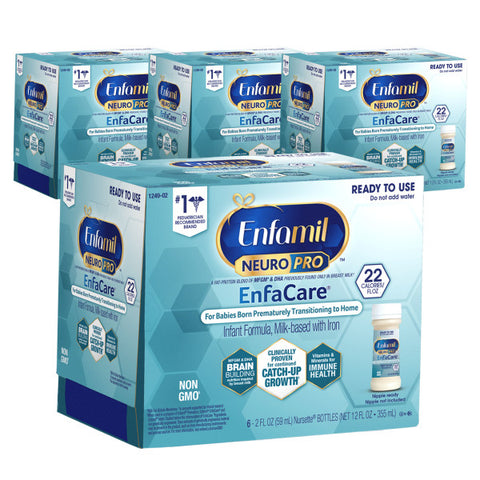 Enfamil NeuroPro EnfaCare Infant Formula - Brain Building Nutrition with Clinically Proven growth benefits for premature babies - Ready to Use Liquid Nursette Bottles, 2 fl oz (6 count), 4 pack