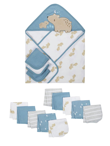Wonder Nation Baby Boys Hooded Towel and Washcloth Set, 14-Pieces