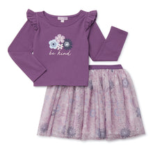 Mila & Emma Exclusive Girls Ruffle Sleeve Top and Tutu Skirt, 2-Piece Outfit Set, Sizes 12M-5T