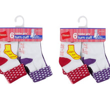 Hanes Baby and Toddler Girls Non-Skid Turn-Cuff Socks, 12-Pack