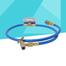 AC Freon Charging Hose HVAC Refrigerant R134A Car Air Conditioning Refrigeration Tube Hose With 55MPa Pressure Gauge (Blue+Golden)