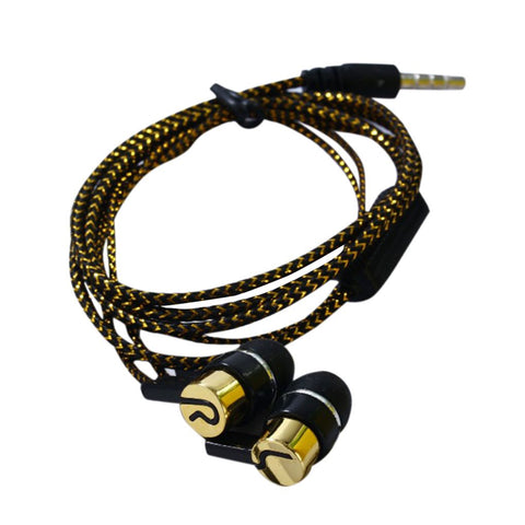 Cusimax 3.5mm Jack In-Ear Earphone Wiring Heavy Bass Microphone Silicone Woven Antifreeze Line Earbuds gold