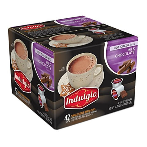 indulgio milk chocolate cocoa k-cup single serve , 42 count