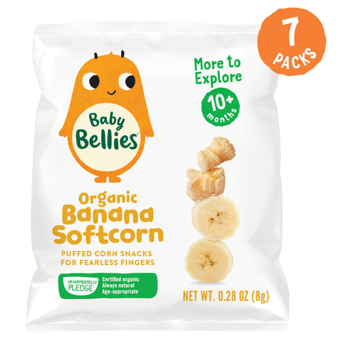 (7 Pack) Little Bellies Stage 2 Organic Banana Puffs Baby Snacks, 0.28 oz Bag