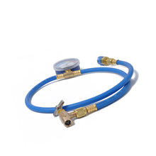 AC Freon Charging Hose HVAC Refrigerant R134A Car Air Conditioning Refrigeration Tube Hose With 55MPa Pressure Gauge (Blue+Golden)