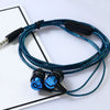 Cusimax 3.5mm Jack In-Ear Earphone Wiring Heavy Bass Microphone Silicone Woven Antifreeze Line Earbuds blue