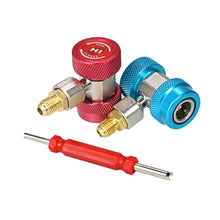 3pcs 1/4" Adjustable R134A Quick Couplers Adapters High Low AC Manifold Gauge Hose Conversion Kit with Remover