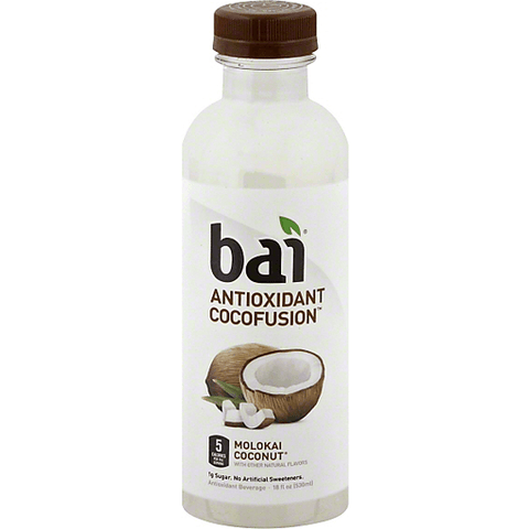Bai Coconut Flavored Water, Molokai Coconut, Antioxidant Infused Drinks, 18 Fluid Ounce Bottles, 12 Count