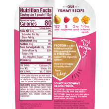 (8 Pouches) Happy Tots Organic Fiber & Protein Organic Pears, Raspberries, Butternut Squash & Carrots Fruit & Veggie Blend, 4 oz.
