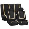 Car Seat Covers for Auto Beige Black Full Set w. Beige Leather Steering Cover
