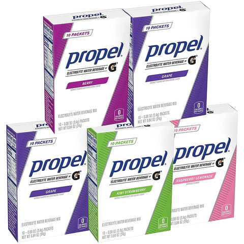 Propel Powder Packets Four-Flavor Variety Pack With Electrolytes, Vitamins and No Sugar (50 count)