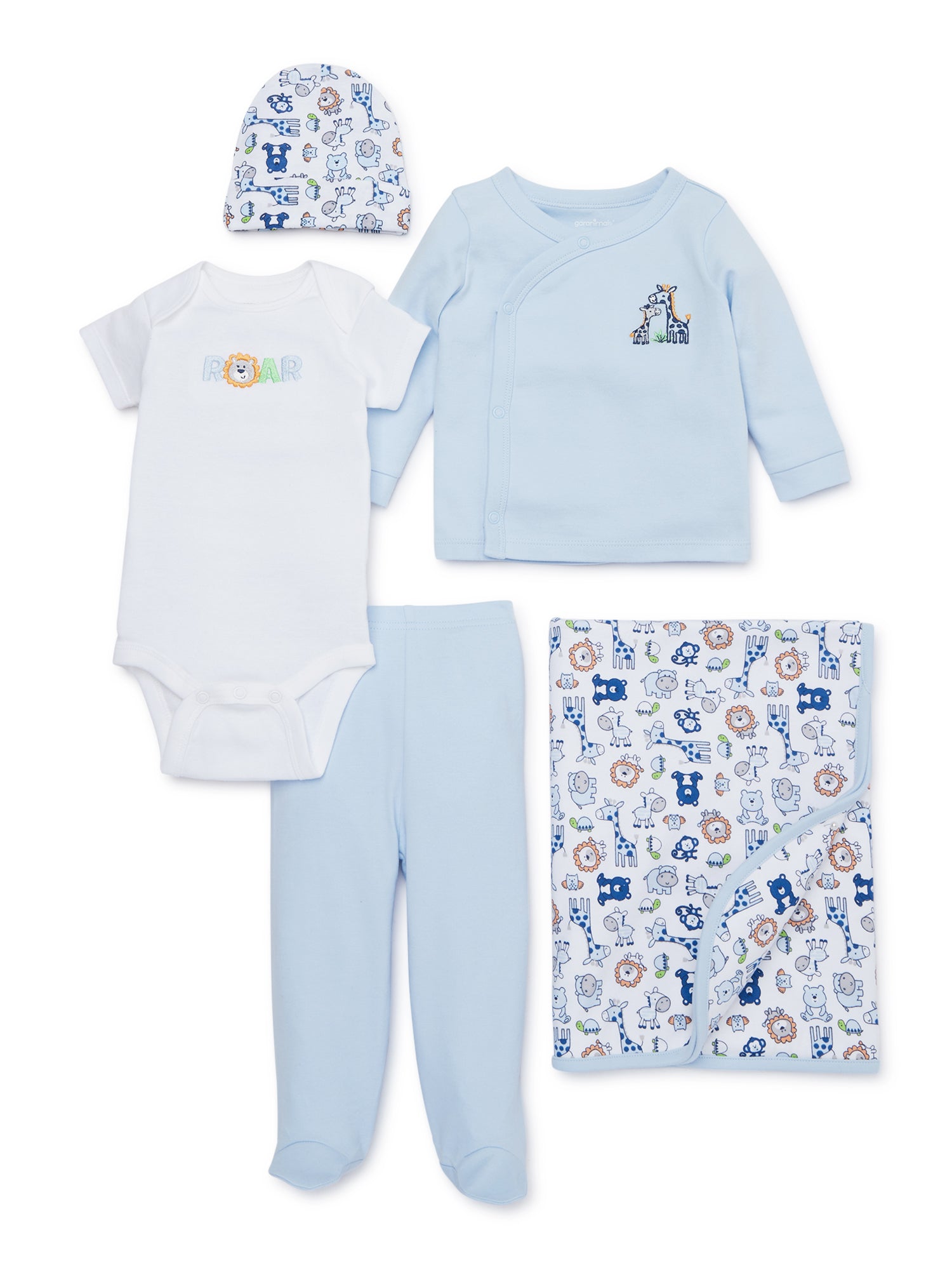 Garanimals Newborn Baby Boy Clothes Baby Shower Gift Set, 5-Piece Set