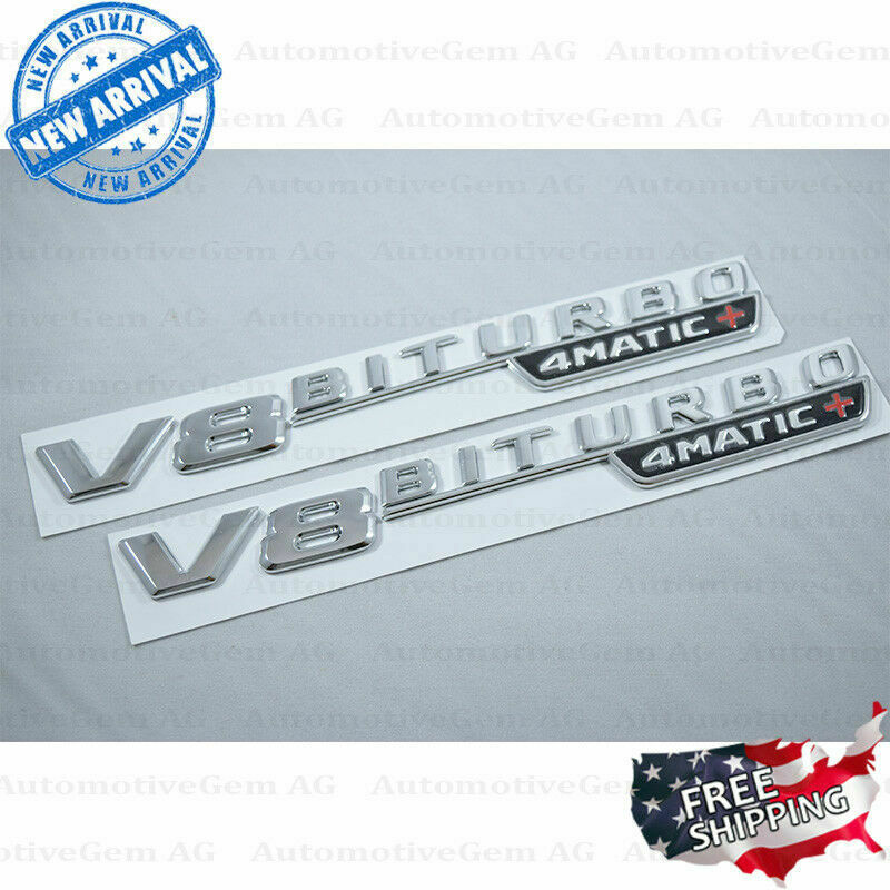 V8 BITURBO 4MATIC+ Plus Fender AMG Emblem Chrome Mercedes E63 GLC63 S63 GT63