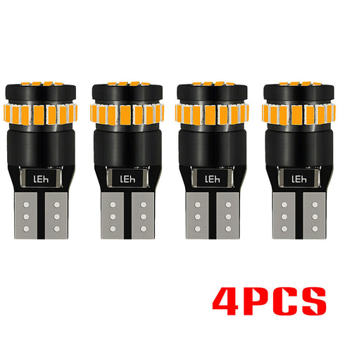 4x T10 LED Car Auto Side Marker Parking Light Bulb 194 168 158 3014 Amber Yellow
