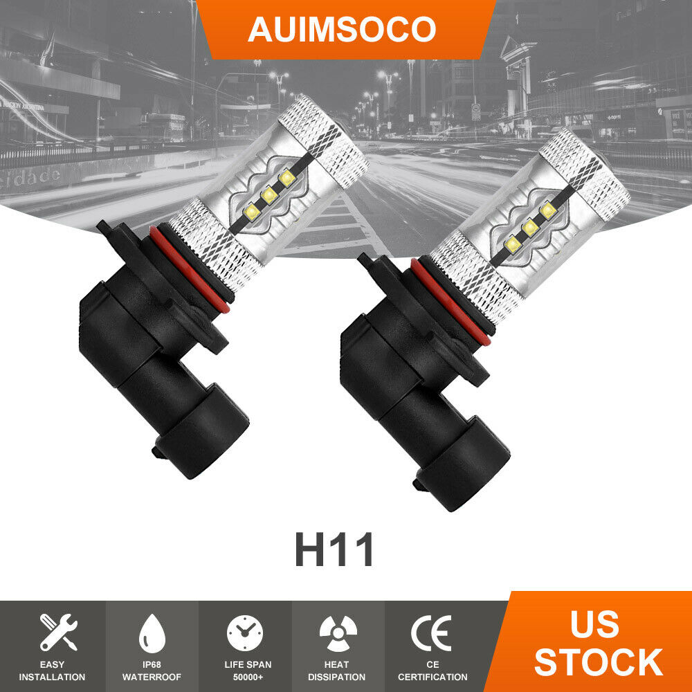 2x H11 LED DRL Bulbs Fog Light High Power 160W 6000k For Toyota Camry 2007-2018