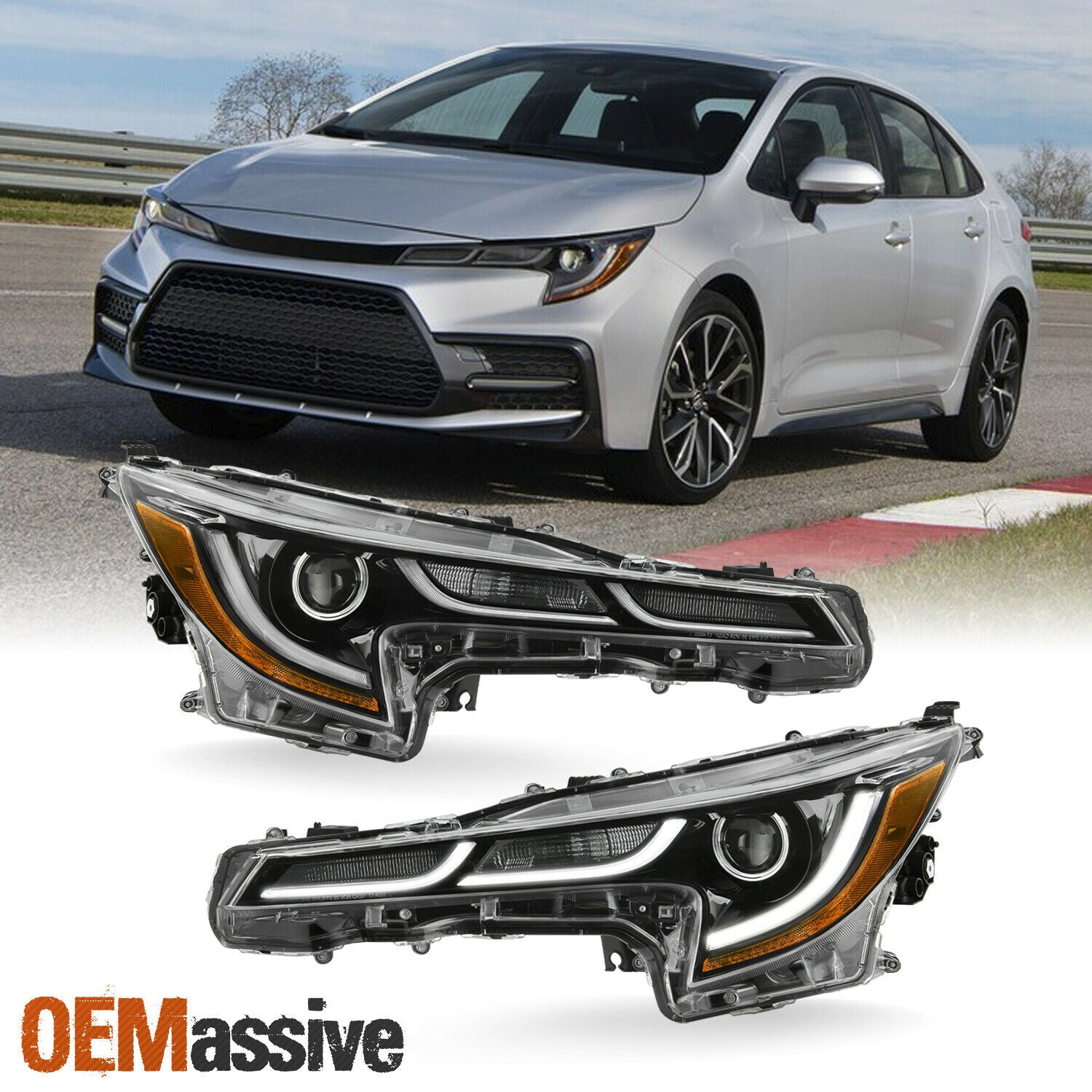 For 2020+ Toyota Corolla L LE US Built Model LED Projector Headlights - Black