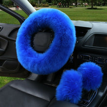 3pcs/set 36-38cm Fur Car Steering Wheel Cover Mature Gem Wool Furry Fluffy Thick