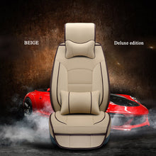 Deluxe PU leather Full Car Seat Cover 5-Seats Front+Rear Cushion W/Pillow Size L