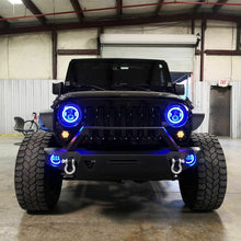 For 2007-2018 Jeep Wrangler JK Halo 7'' LED Headlights RGB Lights Fog Turn Combo