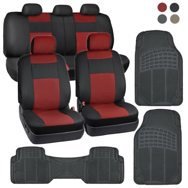 Full Interior Set All Weather Rubber Floor Mats+PU Leather Car Seat Covers⭐⭐⭐⭐⭐