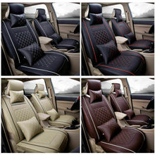 Car Seat Cover PU Leather 5-Seats Front+Rear Cushion W/Pillows Set Accessories