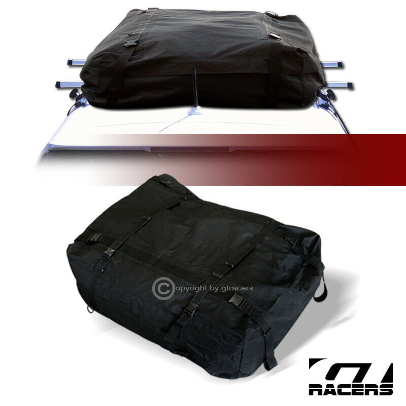 Black Waterproof Roof Top Cargo Carrier Bag Luggage Storage w/Straps+Buckles G27