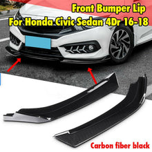 2x Carbon Fiber Style Car Front Bumper Lip Spolier For Honda Civic 4Dr 2016-2020