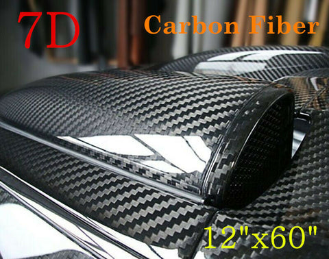 7D Accessories Glossy Carbon Fiber Vinyl Film Car Interior Wrap Stickers 12x 60