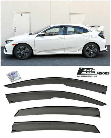 Mugen Style Smoke Tinted Side Vent Window Visors For 16-Up Honda Civic Hatchback