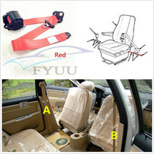 Car Retractable 3-Point Red Iron Plate Style Seatbelt Safety Seat Lap Belt Set*1