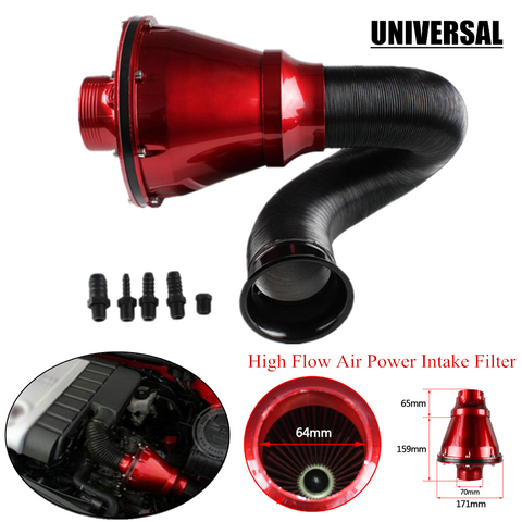 76mm Universal Air Power Intake Filter Car High Flow Cold Air Inlet Cleaner Trim