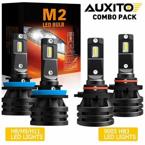 AUXITO LED Headlight Bulbs 40000LM Kit 9005 H11 High Low Beam Bright White 6000K